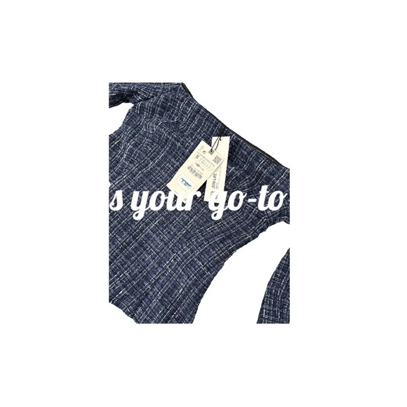 NWT ZARA Tweed Textured Off Shoulder Top Flare Long Sleeves size S - Picture 8 of 11